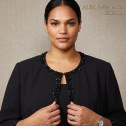 Alex Evenings Black Beaded Jacket Size XL