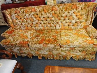 1970s Floral Velvet Sofa