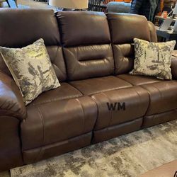 Chocolate Power Reclining Sofa / Stoneland - Couch -Living Room Set