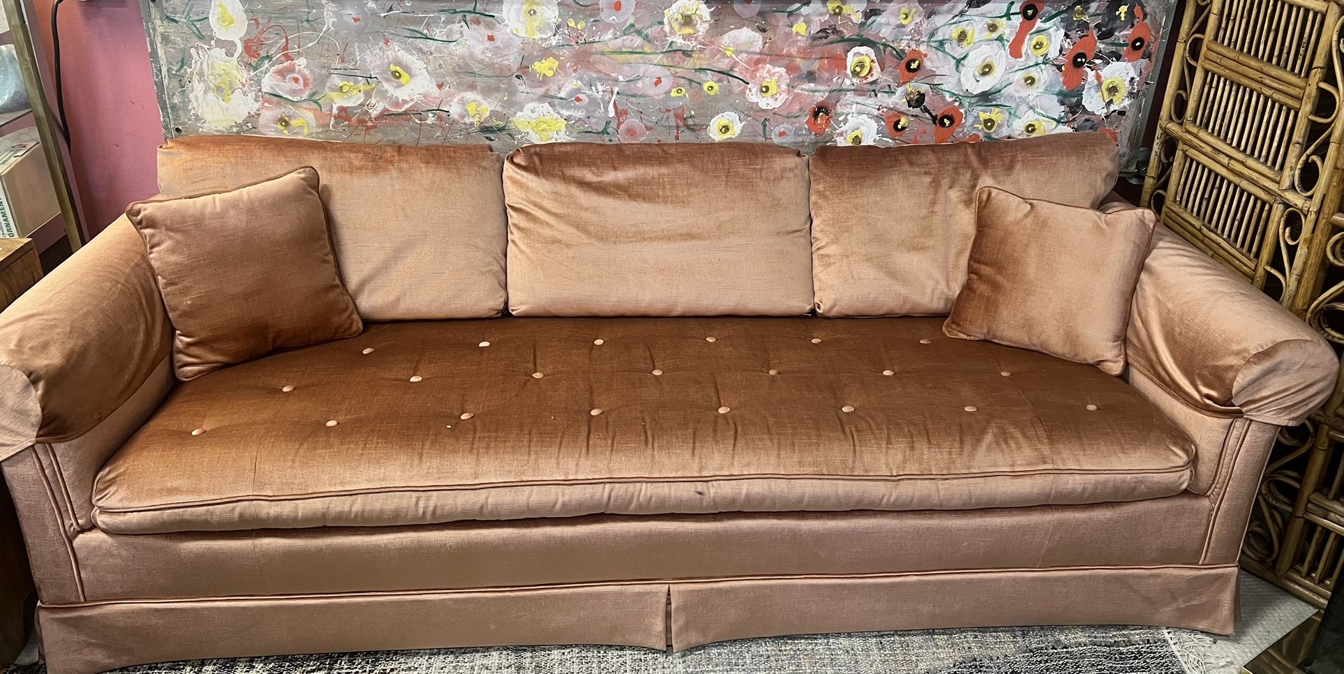 Vintage Pink Velvet Sofa