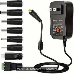 30W Multi-Voltage Power Adapter with Universal Tips, Micro USB, Adjustable 3-12V Supply