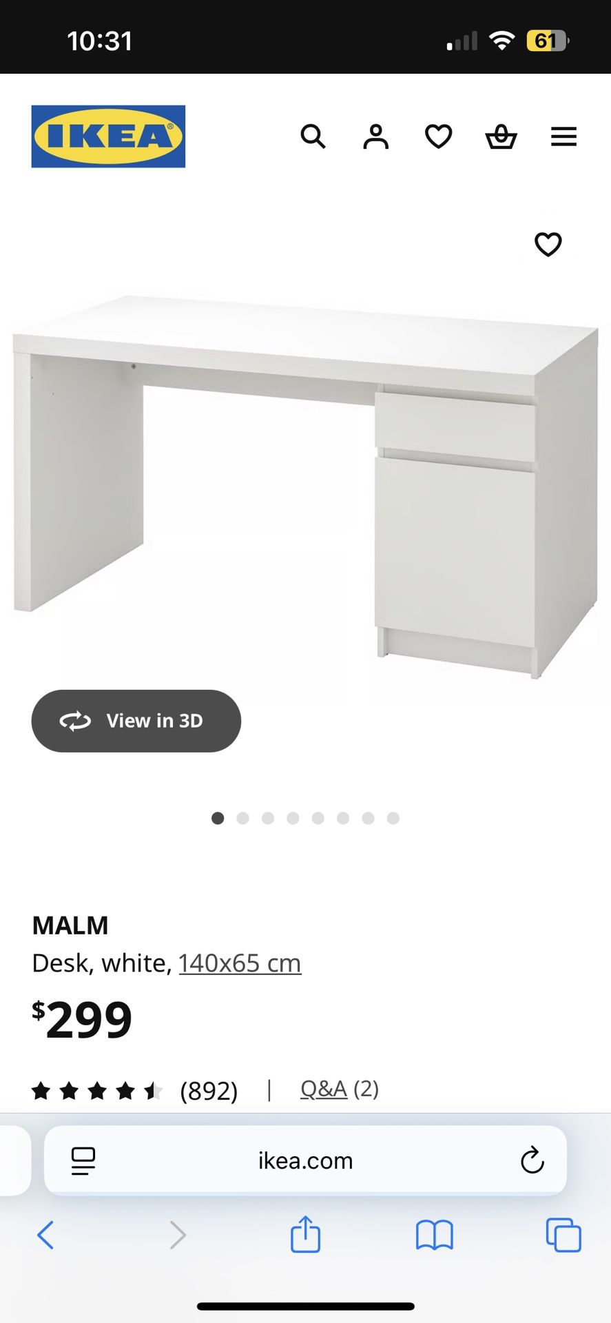 IKEA Malm White Desk