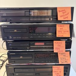 5 VINTAGE CD Players for repair/parts only 