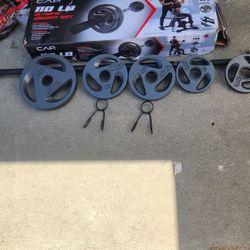 CAP Barbell 110 lb Olympic Weight Set with 3-Piece  missing  one 25lbs plate