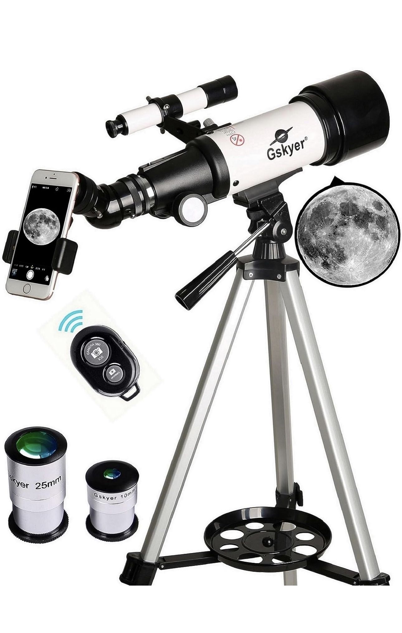 Gskyer Telescope, 70mm Aperture 400m m AZ Mount Astronomical Refracting Telescope for Kids Beginners - Travel Telescope wTelescope Used With Carry Bag