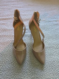 Thalia Sodi Vanessa Womens Blush Beige Pointed Toe Ankle Strap Pump Heel Size 9.5M