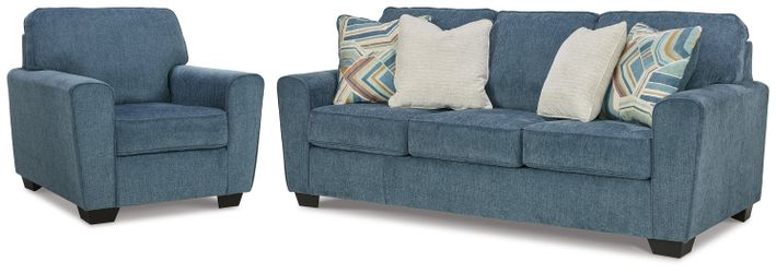 Cashton Blue Queen Sofa Sleeper and Chair