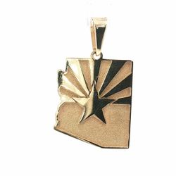 Men’s or Women’s 14k Yellow Gold Arizona State Flag Pendant 1.5” Inch GP3140090