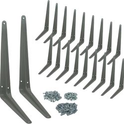 Nuk3y L Shape Heavy Duty 10” x 12” Grey, Black, or White Shelf Bracket with Screws (20 Pack)