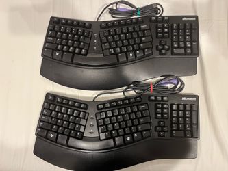 2x Microsoft Ergonomic Natural Keyboard Elite - Black Wired USB / PS2 - KU-0045