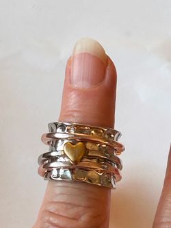 Multi - Band Heart Spinner / Anxiety Fidget Ring. Size 8.