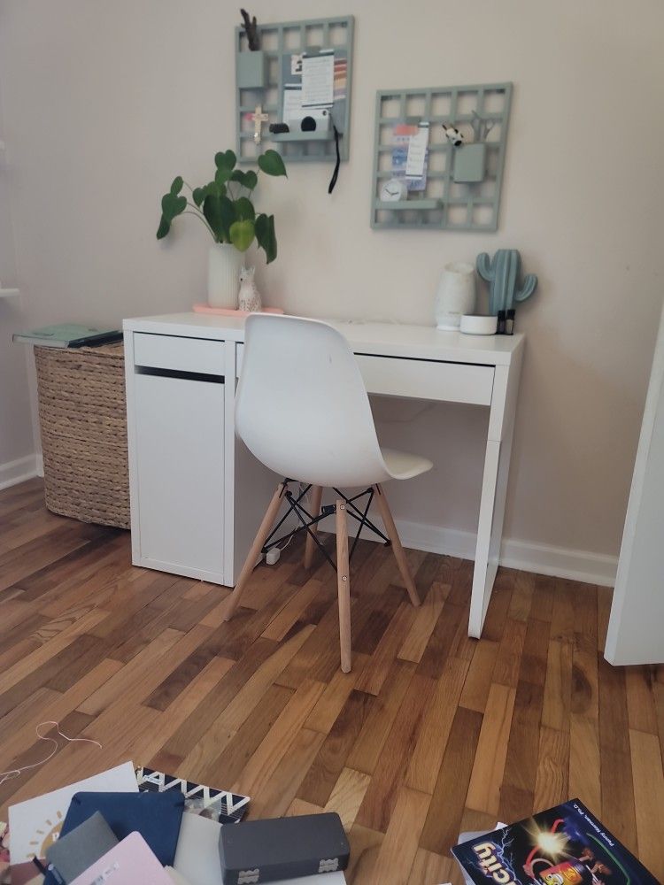 Micke Desk From Ikea White With Chair (If Interested)