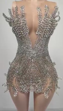 Lavish Dress Silver Rhinestones 