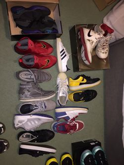 AF1,ADIDAS,GLOVES,AQUA 8.0, POLO FLATS,LEBRON 8s ALSO HAVE OREO 5s somewhere have to clean those too, but those are beat hmu for price also