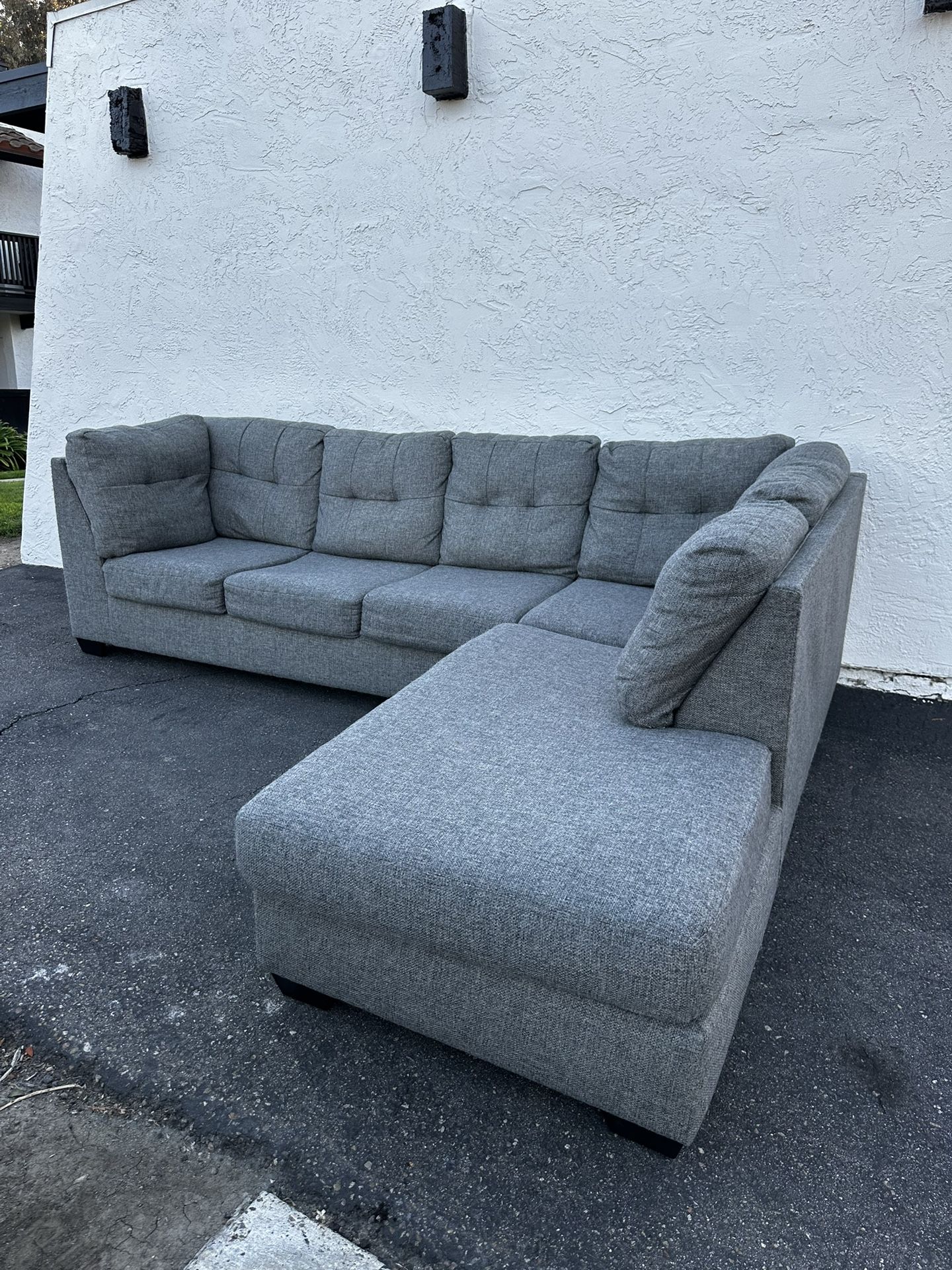 Grey 2 Piece L Shape Sectional Sofa
