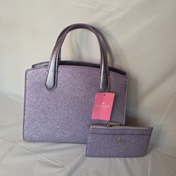 KATE SPADE Sparkling Lilac  Handbag with Crossbody Strap + Wallet