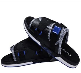 Draco Slide Sandals Black Blue Elephant Print 11-12