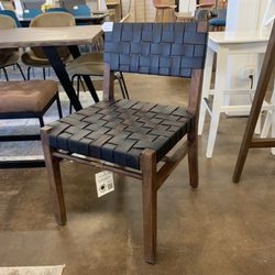 Black Woven Leather Dining Chair 