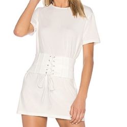 NBD Cecil Dress Ivory corset bustier dress sexy mini dress tee shirt belt dress