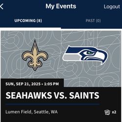 Seahawks vs  Saints  – 2 Tix - Toyota Fan Deck Section 321, Row B (2nd Row), Seats 10 & 11