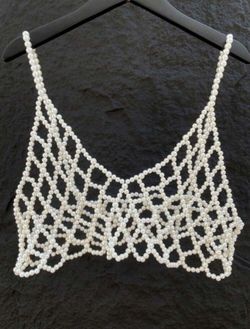 READY FOR BUY 1pc New Japan And South Korea Style Of Simple Faux Pearl Halter Tops Teen Style Cute Beaded Beautifully Cami Vest