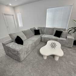 New Frost Grey Large Modular L-Shape Sectional Sofa Couch