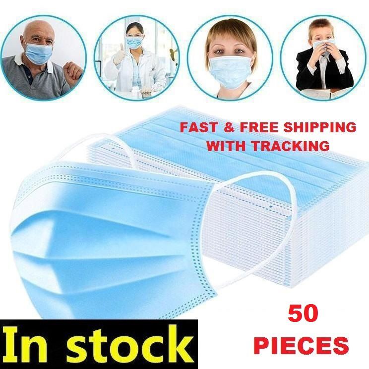 50 Pcs Disposable 3 PLY face Covering Mask Ear-loop Sealed Pack