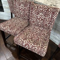Fabric Barstools With wooden legs