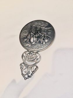 Antique 1940’s Hans Jensen Silver Plated Hand Pocket Mirror Made In Denmark