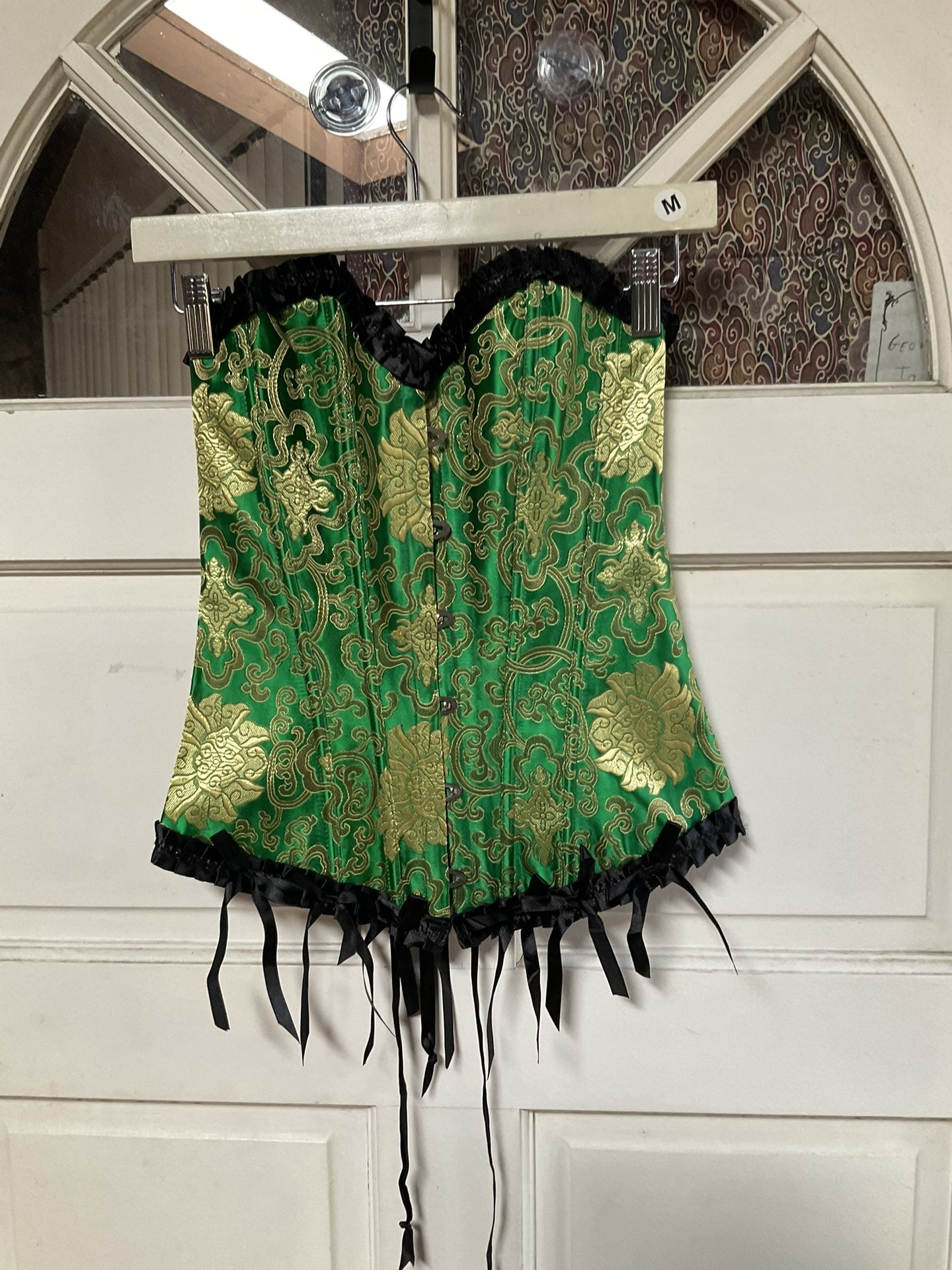 New Green Brocade Corset Top