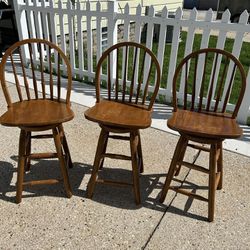 Wooden Swivel Bar Stools With Backs $50 Each