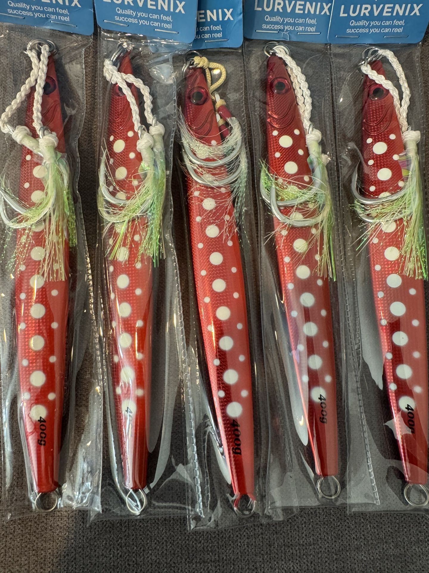 300g Knife Jig metal jig fishing lure — brand new, rigged with BKK assist hooks.