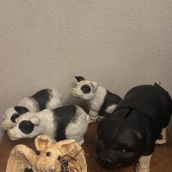 Cast Iron Pig Bank Antique Ceramic Pigs