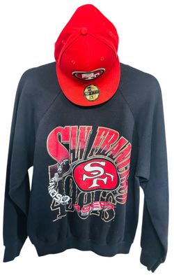 Vintage 1994 San Francisco 49ers American Football Club Sweater Size L with NFL Hat Size 7(New-Like)