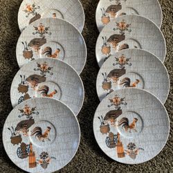 Vintage Melamine Set of 8 Saucer Plates