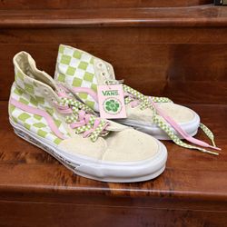 VANS Sk8 Hi Tapered Emma Mulholland Whimsical Checkerboard Pink Green 13