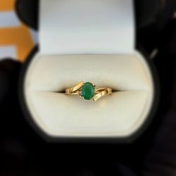 Jewelry 10k solid yellow gold malachite 0.5CTW ring sz 6.50
