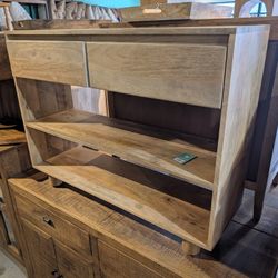 MCM Two Drawer Mango Wood Console In Natural 