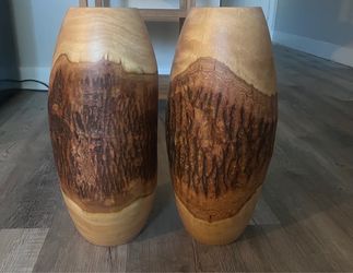 Pair of Wooden Vases