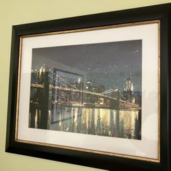 Framed Picture. Brooklyn Bridge 23x48.5