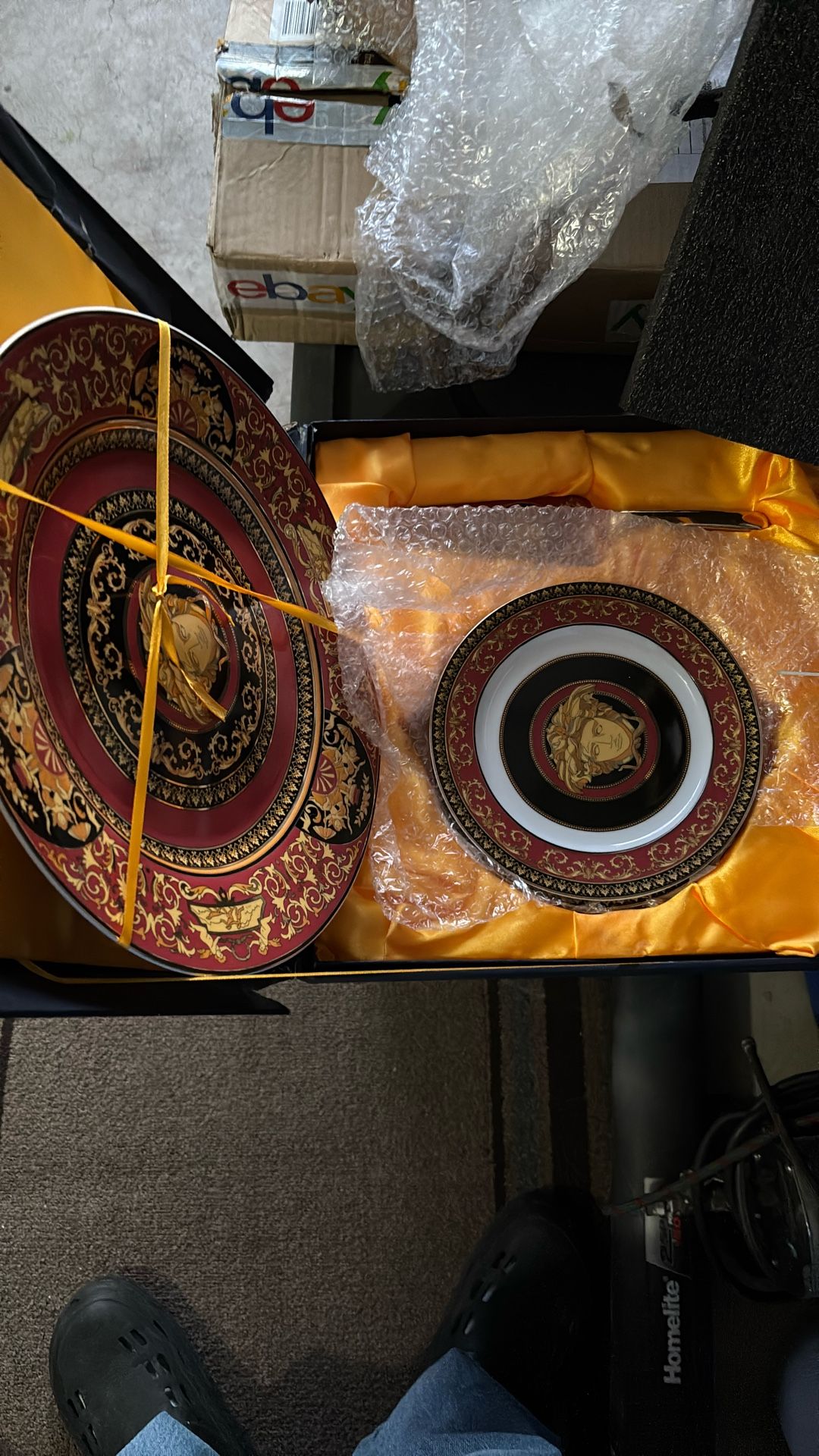 Versace Cake Dish, And Six Plates With Box