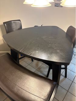 Table with 2 chairs and bench