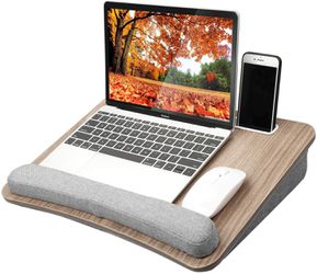 Lap Laptop Desk - Portable Lap Desk with Pillow Cushion, Fits up to 15.6 inch Laptop, with Anti-Slip Strip