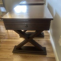A Pair Of Solid Cherry Wood end tables with drawer for storage