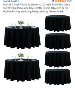 Black Round Tablecloth 120"