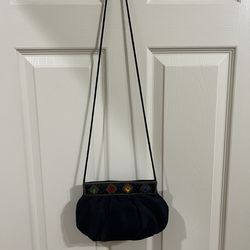 Black Evening Bag with Cord Strap