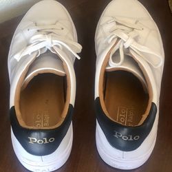 Polo Ralph Lauren Men's Jermain II Leather Sneakers White Brown Black US 9.5