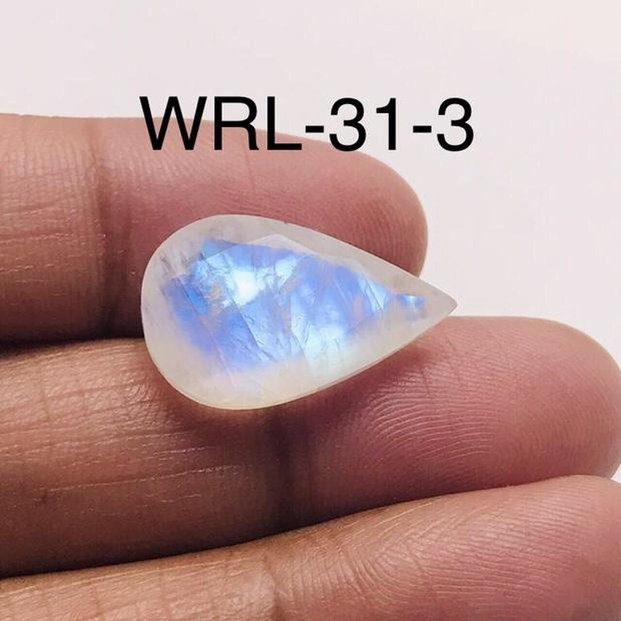 White Rainbow Moonstone Facetted Cut Stone Pear Shape Gemstone-WRL-31-3