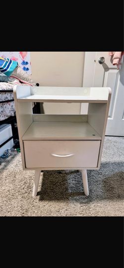 Queen bed frame with side table