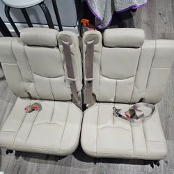 03-06 TAHOE SWB Gray Leather LH RH Rear Back Third 3rd Row Seats Pair 2x 